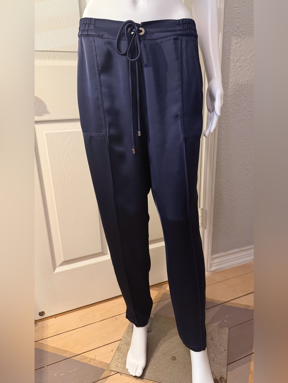 TED BAKER Sz 4 Navy Drawstring silky Jogger Pants